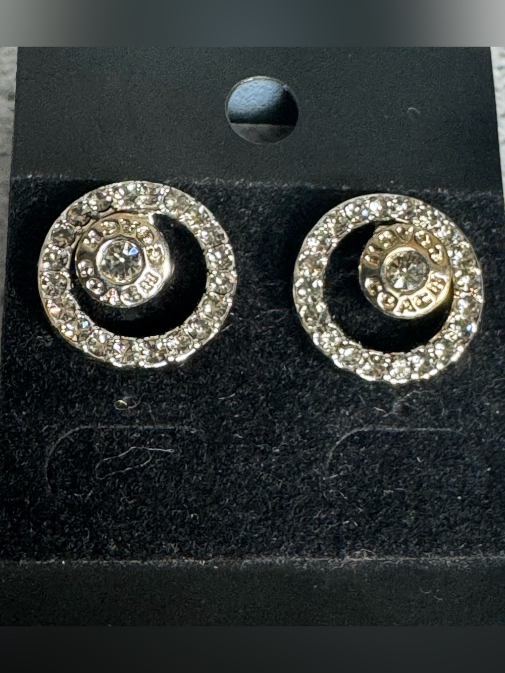 Coach Silver Tone Pave Open Halo Stud Earrings